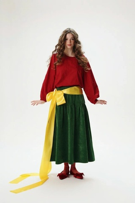 Юбка на кокетке из бархата, "12 месяцев"