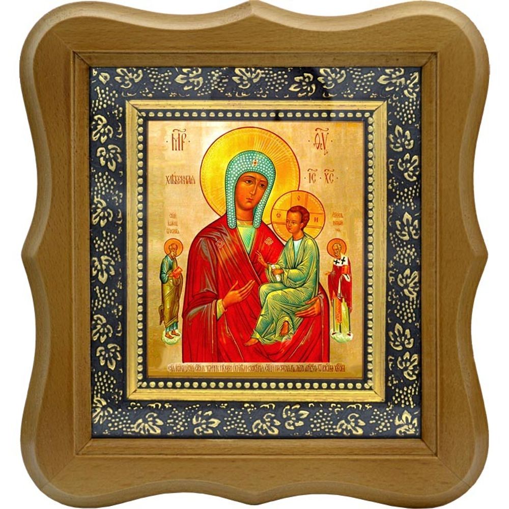 Хлебная икона Божьей Матери на холсте.