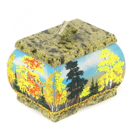 Шкатулка с рисунком "Осень" змеевик 10х7,5х9 G 121108