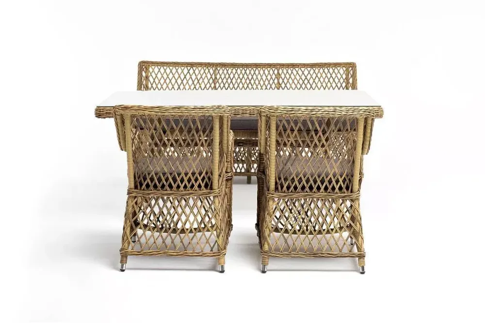 "Катания" обеденная группа плетеная на 4 персоны, цвет соломенный