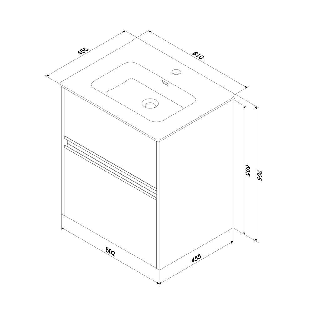 База под раковину, универсальная, 60 см, белый глянец