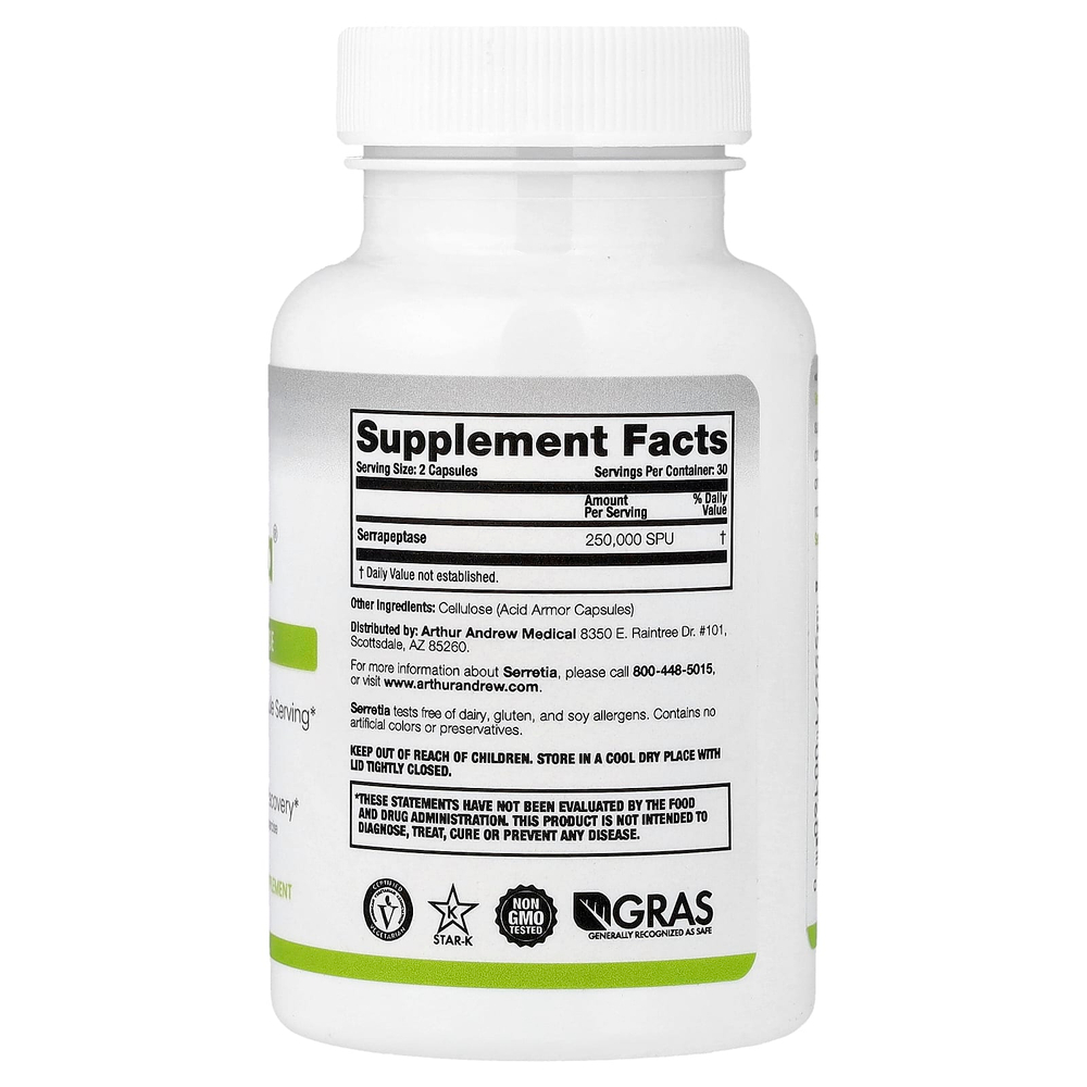 Arthur Andrew Medical, Serretia®, 60 капсул (125 000 SPU в 1 капсуле)