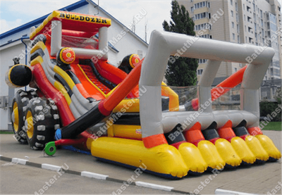 Детский надувной батут-горка "Бульдозер" 18*8*10 м