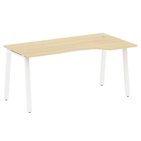 Metal System Стол криволинейный правый на А-образном м/к БА.СА-1 (R) Акация Лорка/Металл Белый 1600*