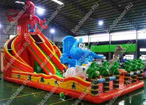 Коммерческий надувной батут "Африканские приключения" 18*9*6 м