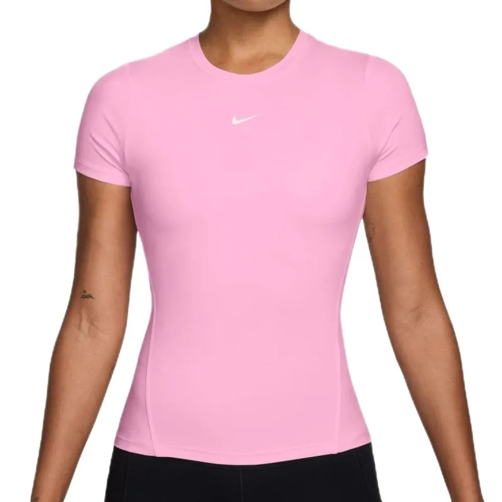 Женская теннисная футболка Nike One Fitted Short Sleeve - pink rise/white