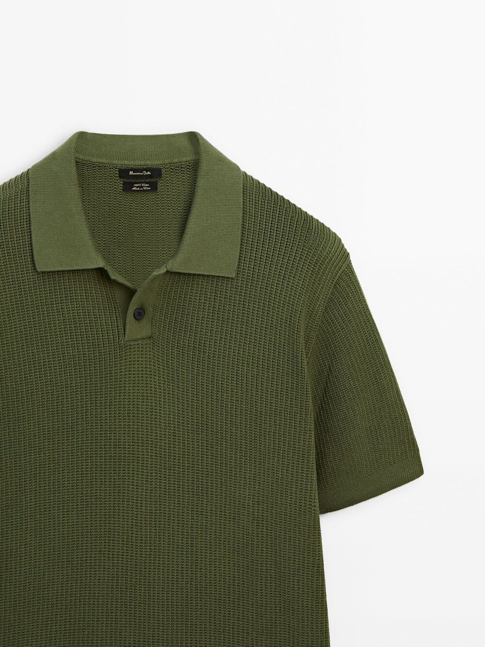 Massimo Dutti Трикотажная рубашка-поло с короткими рукавами, зеленый