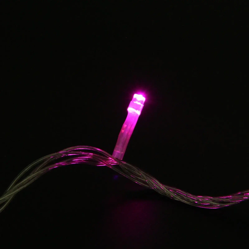 Гирлянда для дома 2,5м 24 лампы LED прозрач.пров.,8 реж, IP-20, Розовый