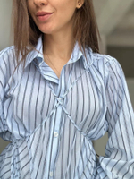 Рубашка с полосами голубая на завязках