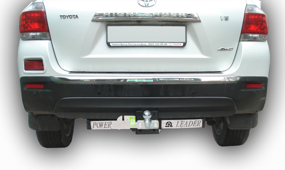 Фаркоп(прицепное) Лидер-Плюс для TOYOTA HIGHLANDER 2010-2013 (С НЕРЖАВЕЮЩЕЙ ПЛАСТИНОЙ)(паспорт и сертификат в комплекте)(без электрики)T119-F(N)