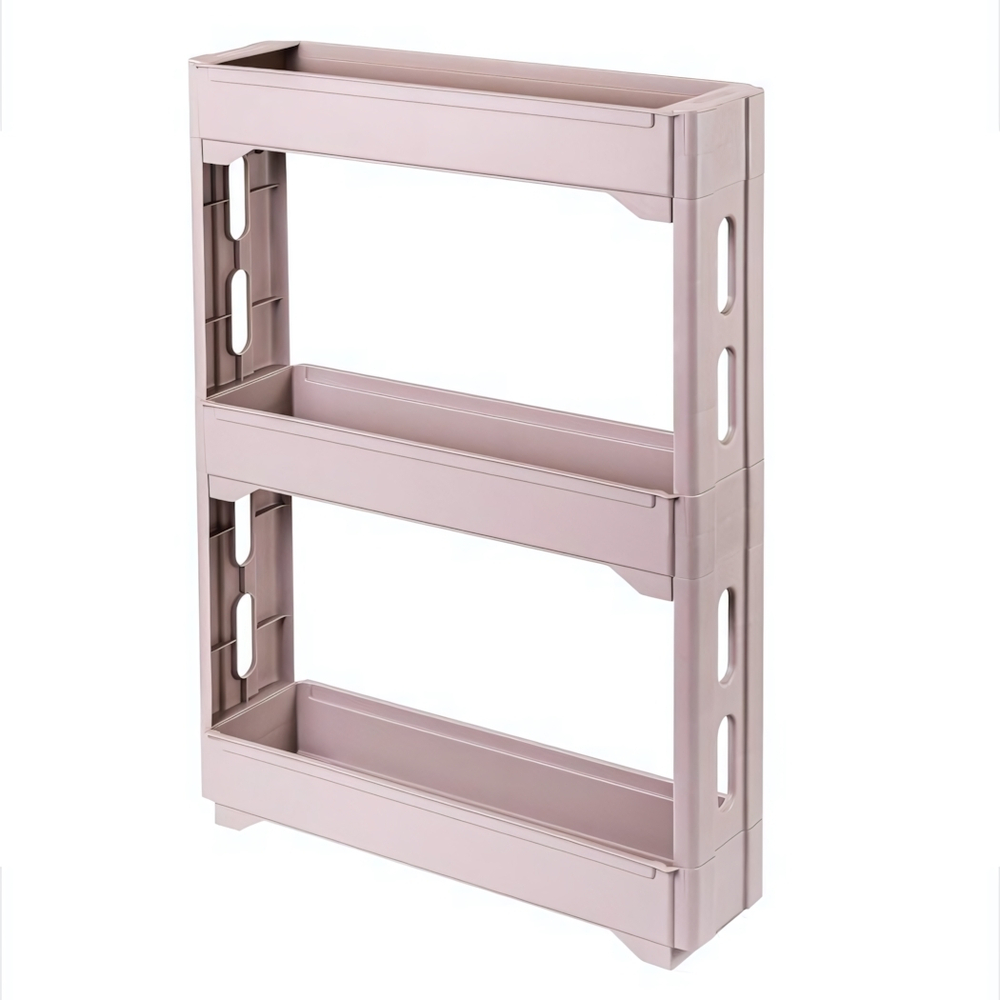 Этажерка Keeplex Regular на колесиках трехсекционная узкая 53,7х13,8х71 см бежевый топаз