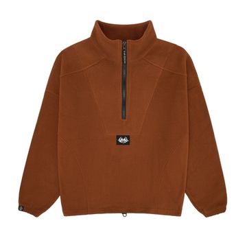 Свитшот HOOK зип Лого флис коричневый