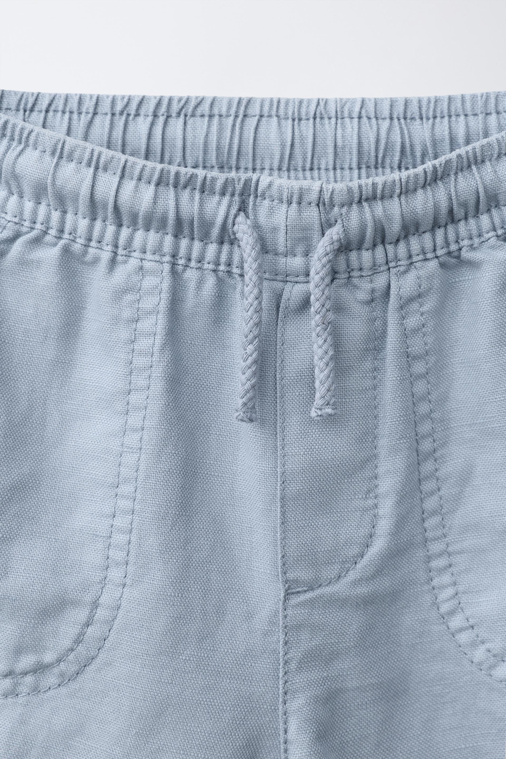 ZARA БЕРМУДЫ ИЗ ХЛОПКА И ЛЬНА, СИНИЙ