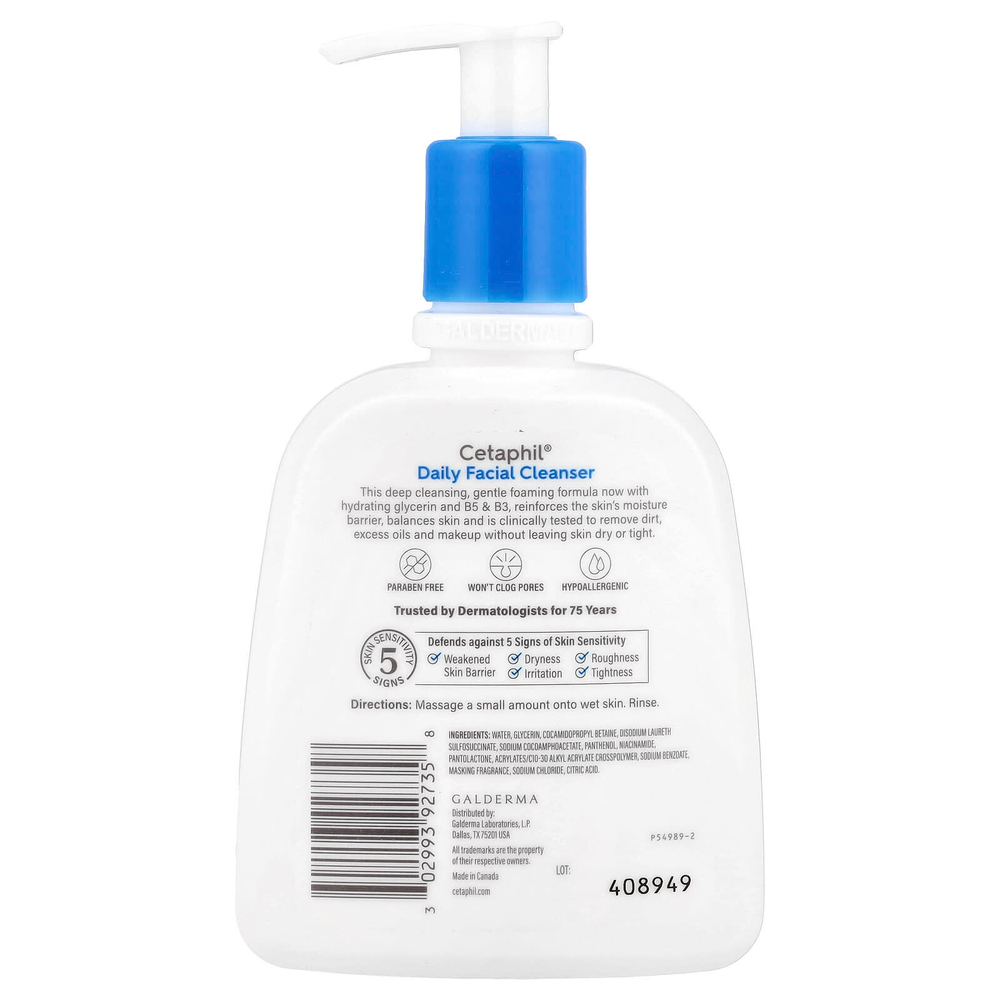 Cetaphil, ежедневное очищающее средство для лица, для нормальной и жирной кожи, 237 мл (8 жидк. унций)