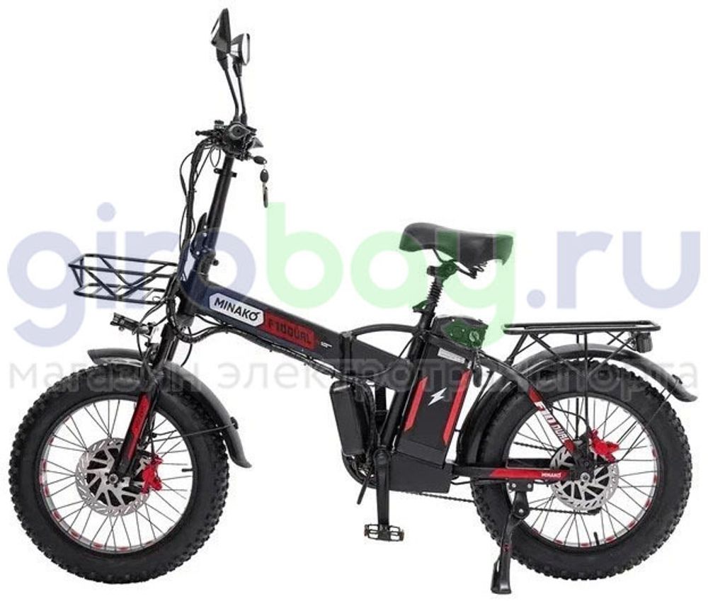 Электровелосипед Minako F10 Pro Dual 48V/20Ah (полный привод) 2025 года - Красный обод фото №2