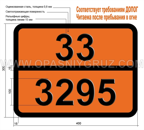 Табличка Опасный груз 33-3295 УГЛЕВОДОРОДЫ ЖИДКИЕ Н.У.К.