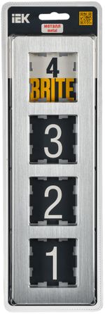 BRITE Рамка 4-местная РУ-4-1-Бр металл алюминий RE AL IEK