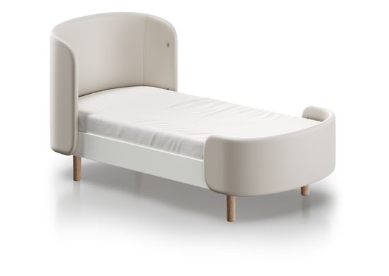 Кровать KIDI Soft для детей от 2 до 4 лет (молочный, экокожа)