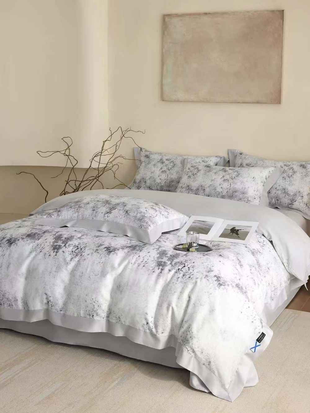 Постельное белье с добавлением кашемира c одеялом Marble Grey
