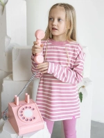 Розовый костюм для девочки в полоску на осень