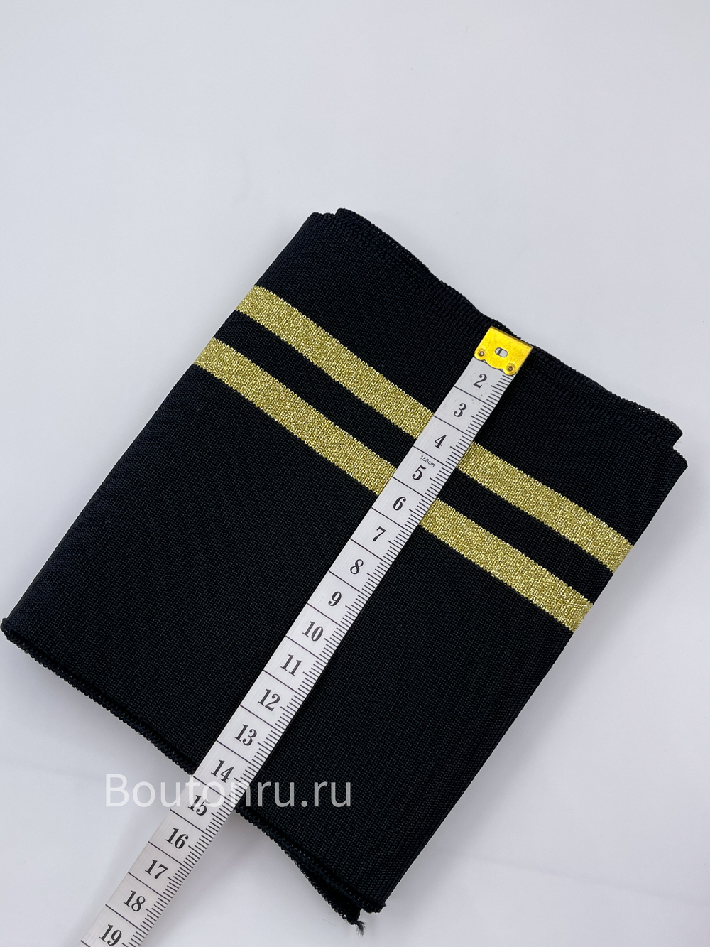 Подвяз трикотажный черный с золотыми полосками 0.9м, ширина 14-15 см