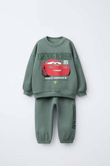 ZARA КОМПЛЕКТ ДЖОГГЕРОВ С ПРИНТОМ CARS LIGHTNING MCQUEEN © DISNEY, ЗЕЛЕНОВАТО-СИНИЙ