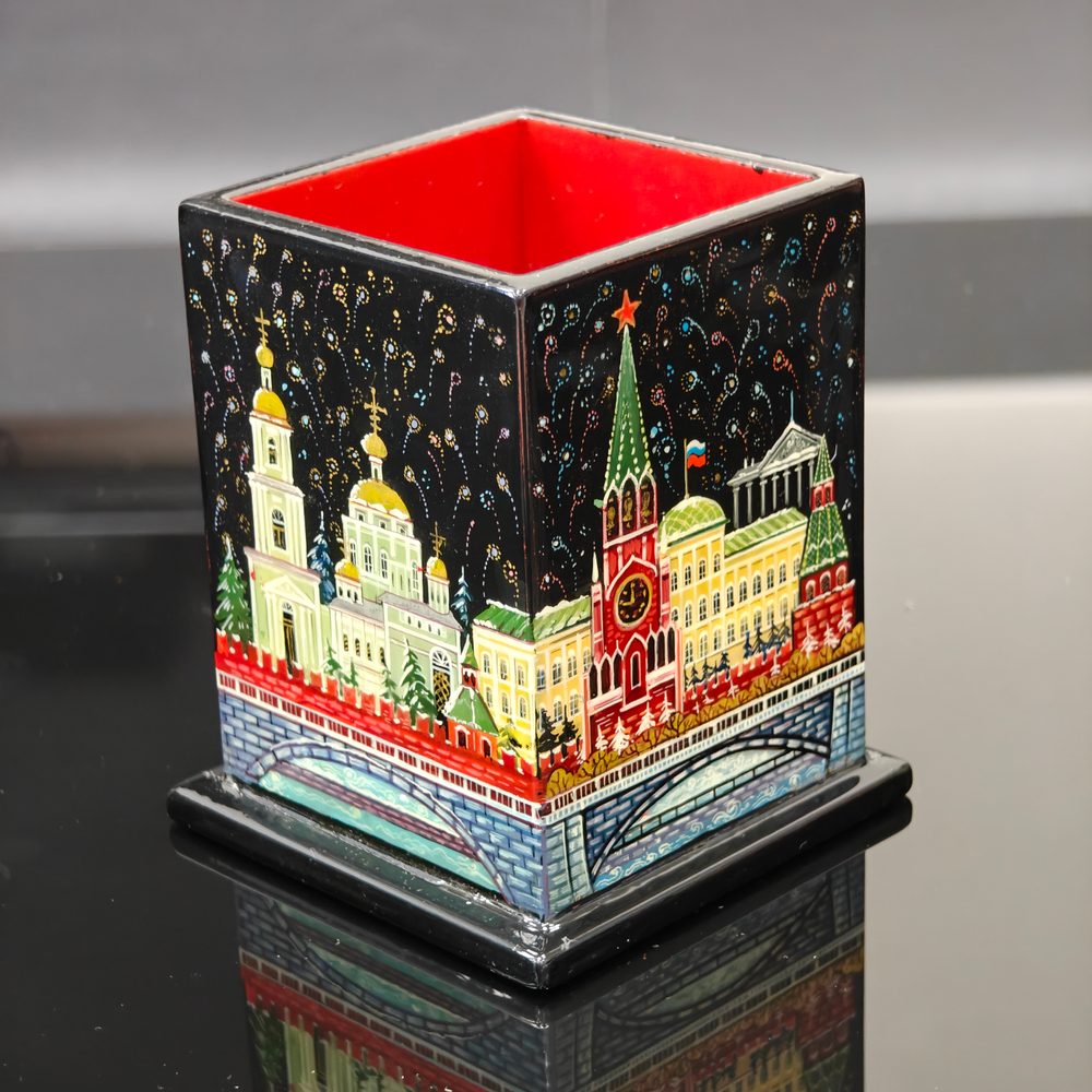 Стакан под ручки и карандаши "Москва" (Ручная роспись Палех)