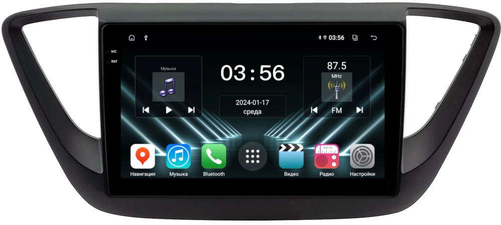 Магнитола для Hyundai Solaris 2 2017-2022, Solaris HS 2024+ - FarCar DX766M монитор 9.5" IPS на Android 13, 4+64Гб, CarPlay