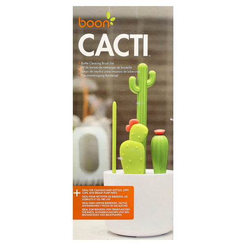 Boon, Cacti, набор щеток для чистки бутылочек, 4 щетки и 1 ваза