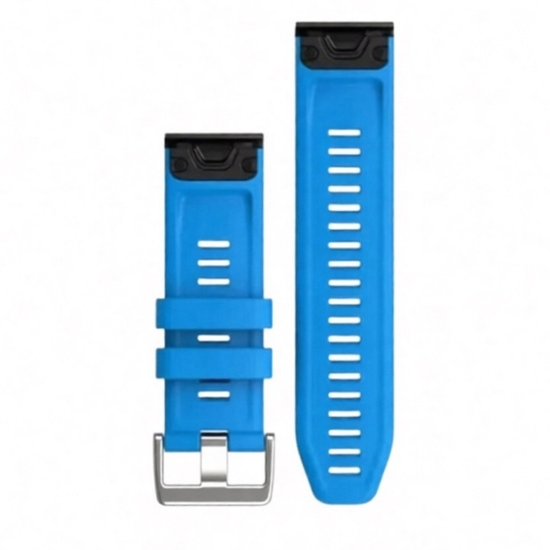 Ремешок силиконовый QuickFit 26 мм. серебристая пряжка (Голубой)