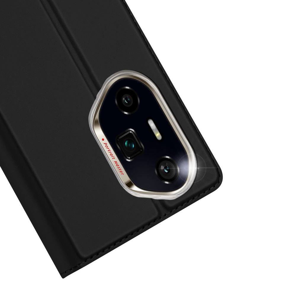 Чехол книжка из кожи черного цвета для Honor 300 Pro и 300 Ultra, серия Skin Pro Series от Dux Ducis