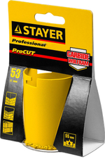 STAYER 53 мм, L 55 мм, карбид вольфрама, кольцевая коронка, Professional (33345-53)