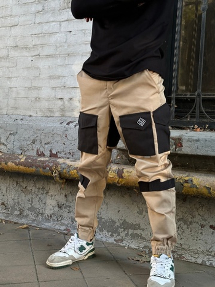 Джоггеры НПОГП Тактик 2 Бежевый / Чёрный рип-стоп