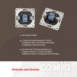 Розетка Ethernet RJ-45 без рамки Arte Milano am-203 203.45-1.shampan