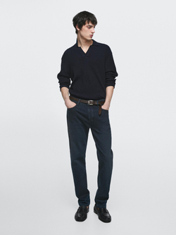 Massimo Dutti Легкие зауженные брюки с эффектом джинсовой ткани, синий