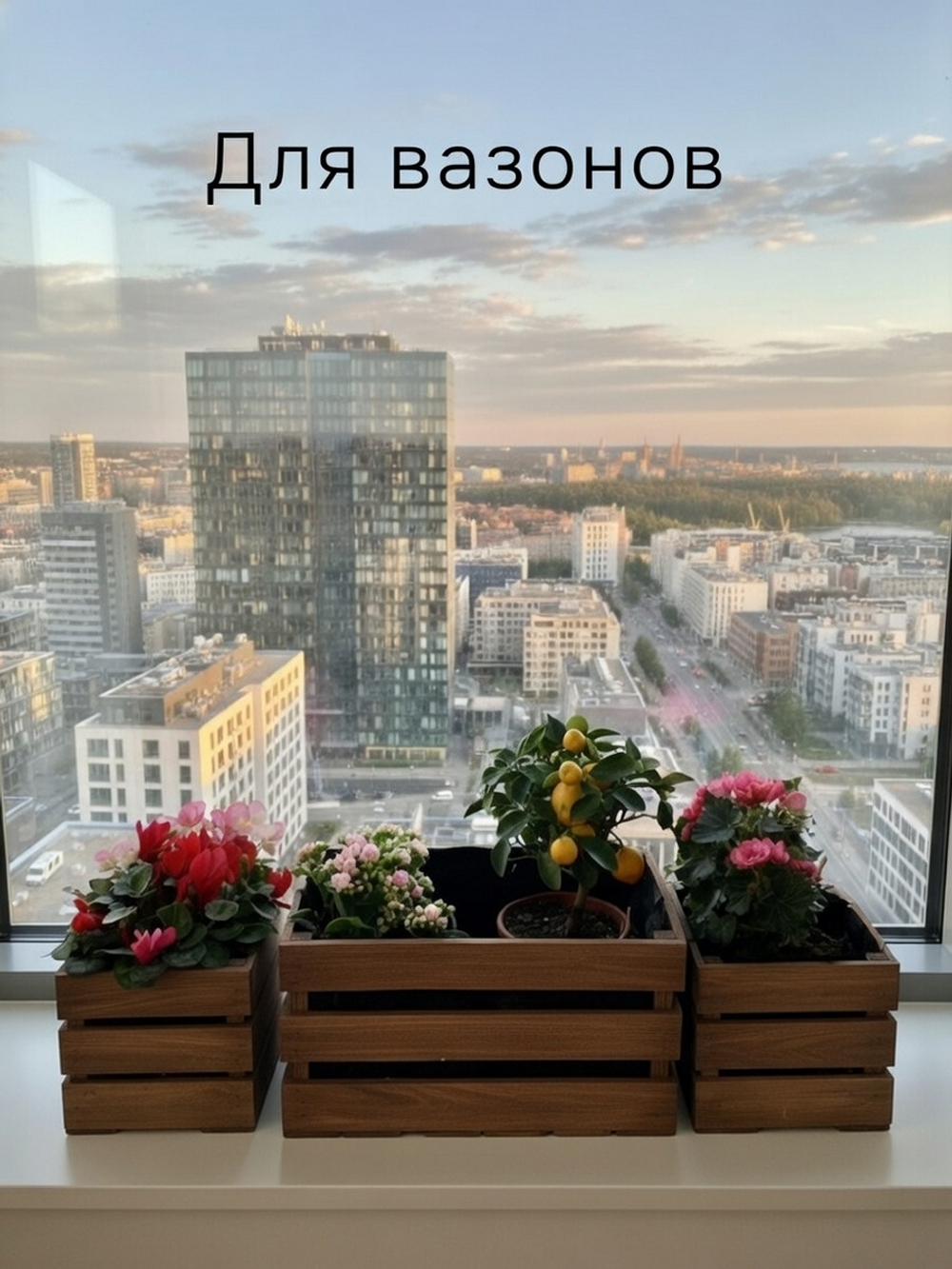 Ящики для хранения, 38х22х19, 19х16х16, для сада, рассады, деревянный, 3 шт.