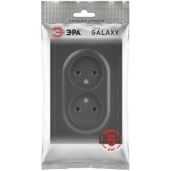 Розетка ЭРА Galaxy 15-2107-05 без заземления двойная 2X2P 16А-250В IP20 антрацит | Эра Galaxy