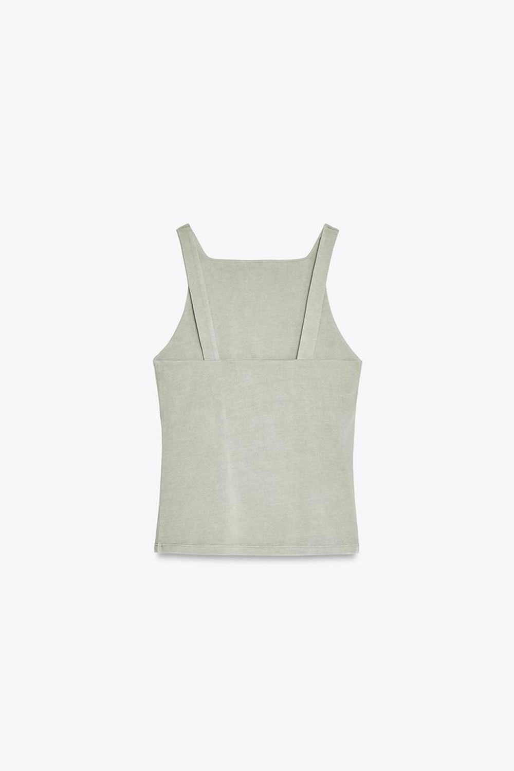 ZARA ТОП ИЗ ТКАНИ С ЭФФЕКТОМ ПОТЕРТОСТИ СО СКЛАДКАМИ, ЗЕЛЕНЫЙ/СЕРЫЙ