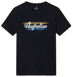 Мужская теннисная футболка Australian Cotton T-Shirt Brush Line Print - blu navy