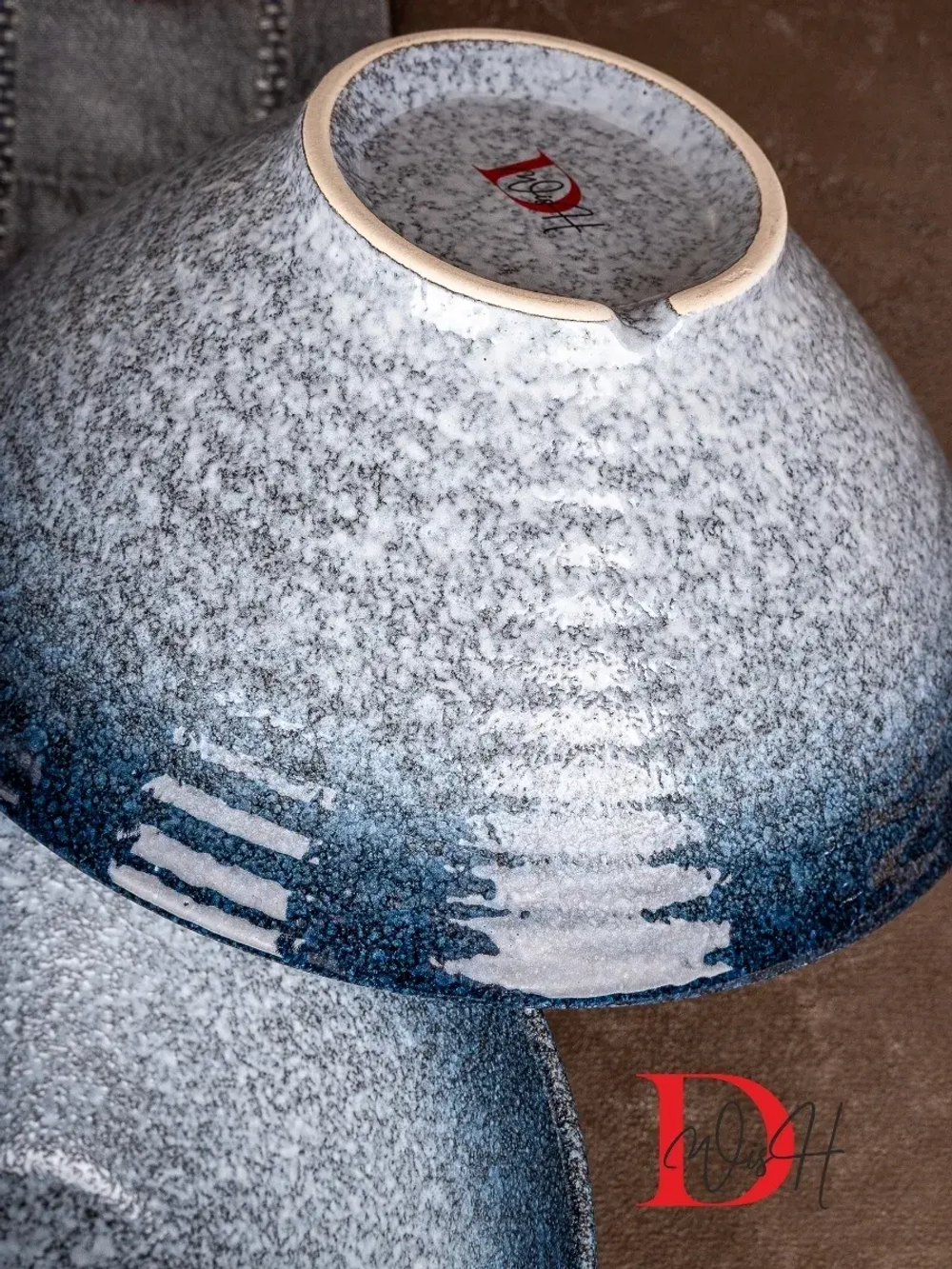 Набор посуды 2 тарелки глубокие синие салатник 23,5 см