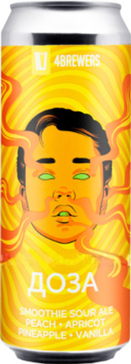 Пиво Четыре Пивовара Доза Пич Априкот Пайнэппл Ванила / 4 Brewers Doza Peach Apricot Pineapple Vanilla 0.45 - банка