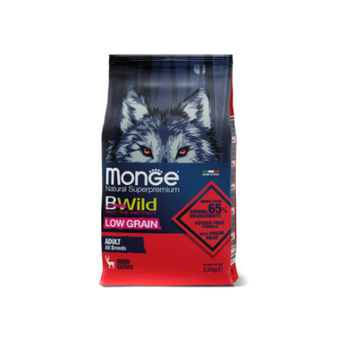 Сухой корм Monge Dog BWild LOW GRAIN для взрослых собак, низкозерновой, из мяса оленя 2,5 кг