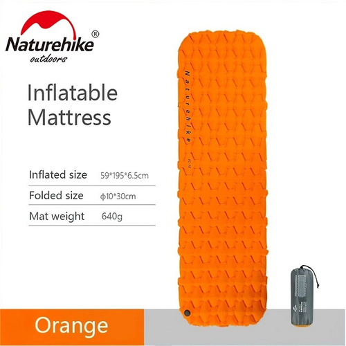 Коврик туристический надувной Naturehike FC-10 одноместный, оранжевый NH19Z032-P