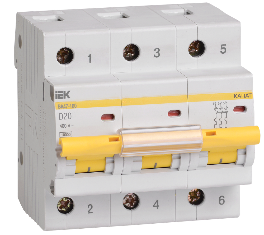 KARAT Автоматический выключатель ВА47-100 3P D 20А 10кА IEK