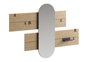 Вешалка Stripe L горизонтальная с зеркалом 60*160 см (натуральный дуб)