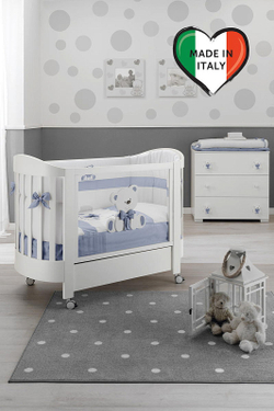 Комплект в овальную кроватку Erbesi Tato Ovale 3 предмета белый/голубой