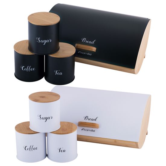 Набор Хлебница с емкостями для хранения Kamille KM 1118 бамбук, нержавеющая сталь