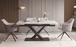 "Юпитер" стол интерьерный раздвижной обеденный из керамики, цвет белый глянцевый