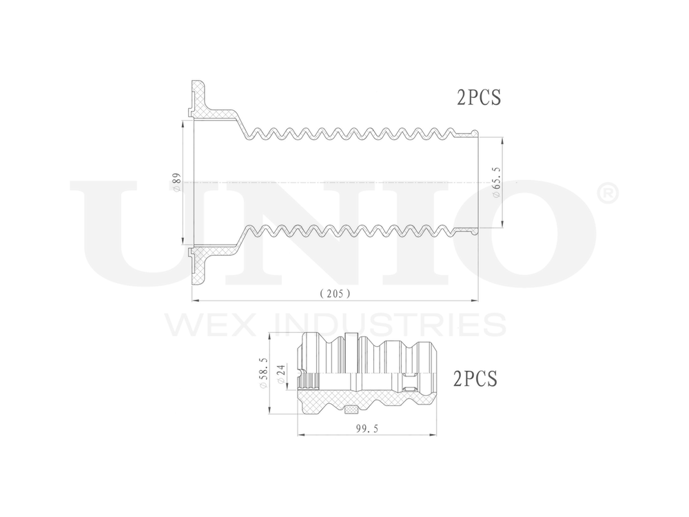 Комплект пыльник и отбойник UNIO DUC-50044