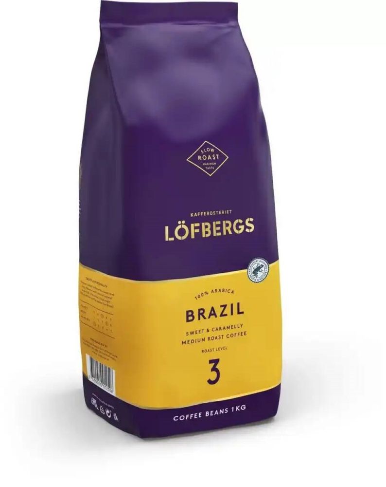 Кофе в зернах Lofbergs Brasil 1 кг, 2 шт